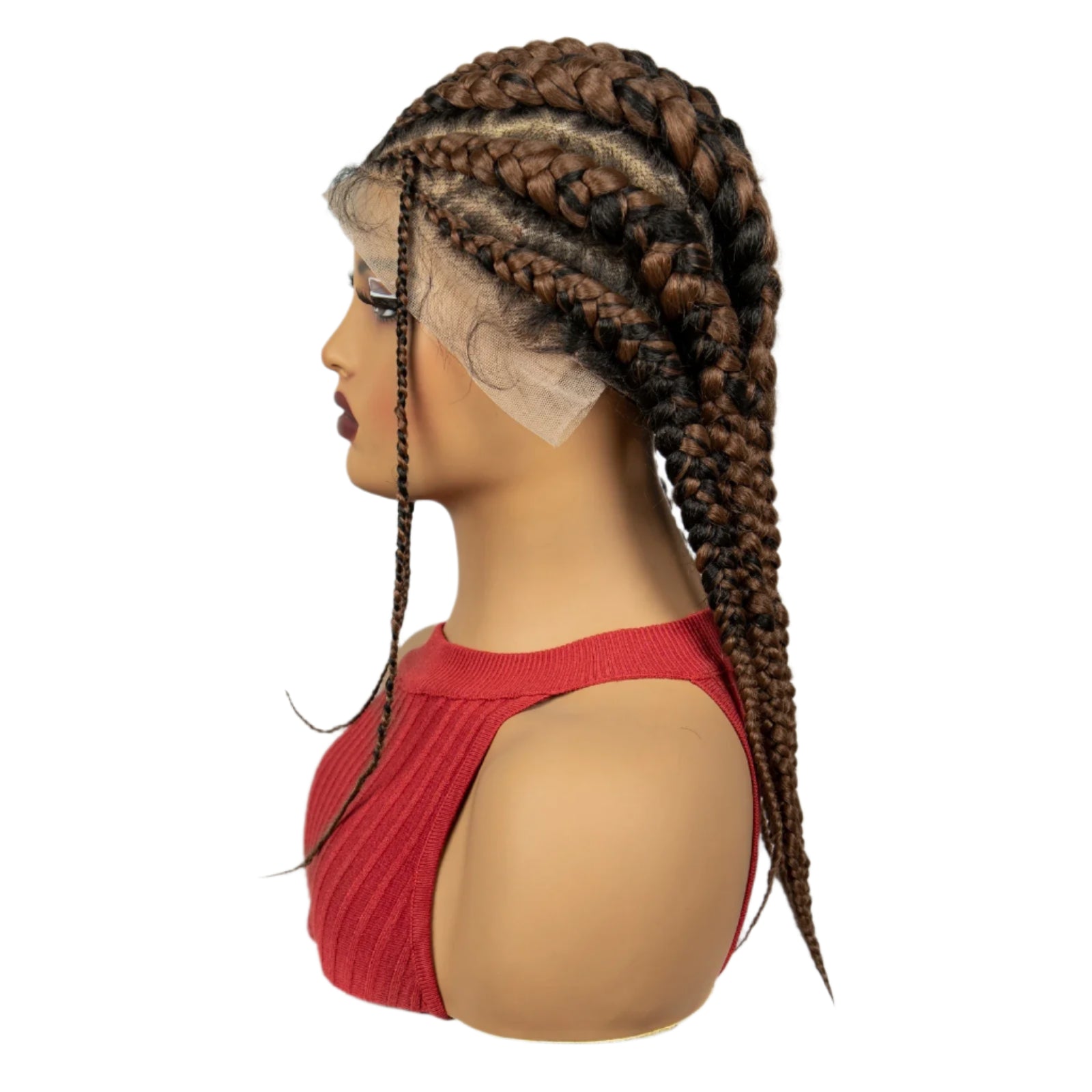 18" Ombre Braided Wig | 1B/30 | Full Lace | Baby Hair | Natural Look