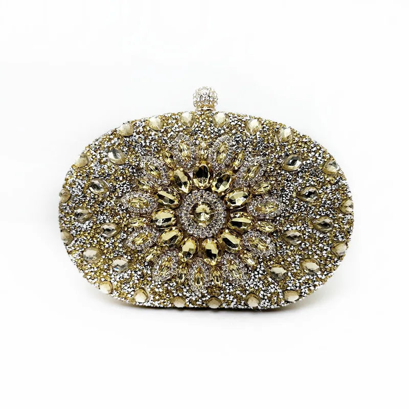Luxury Diamond Evening Clutch for Women | Sparkling Crystal Wedding Handbag | Premium Beaded Party Purse with Cell Phone Pocket | Elegant Flap-Style Messenger Bag & Quality Gift Luxegan