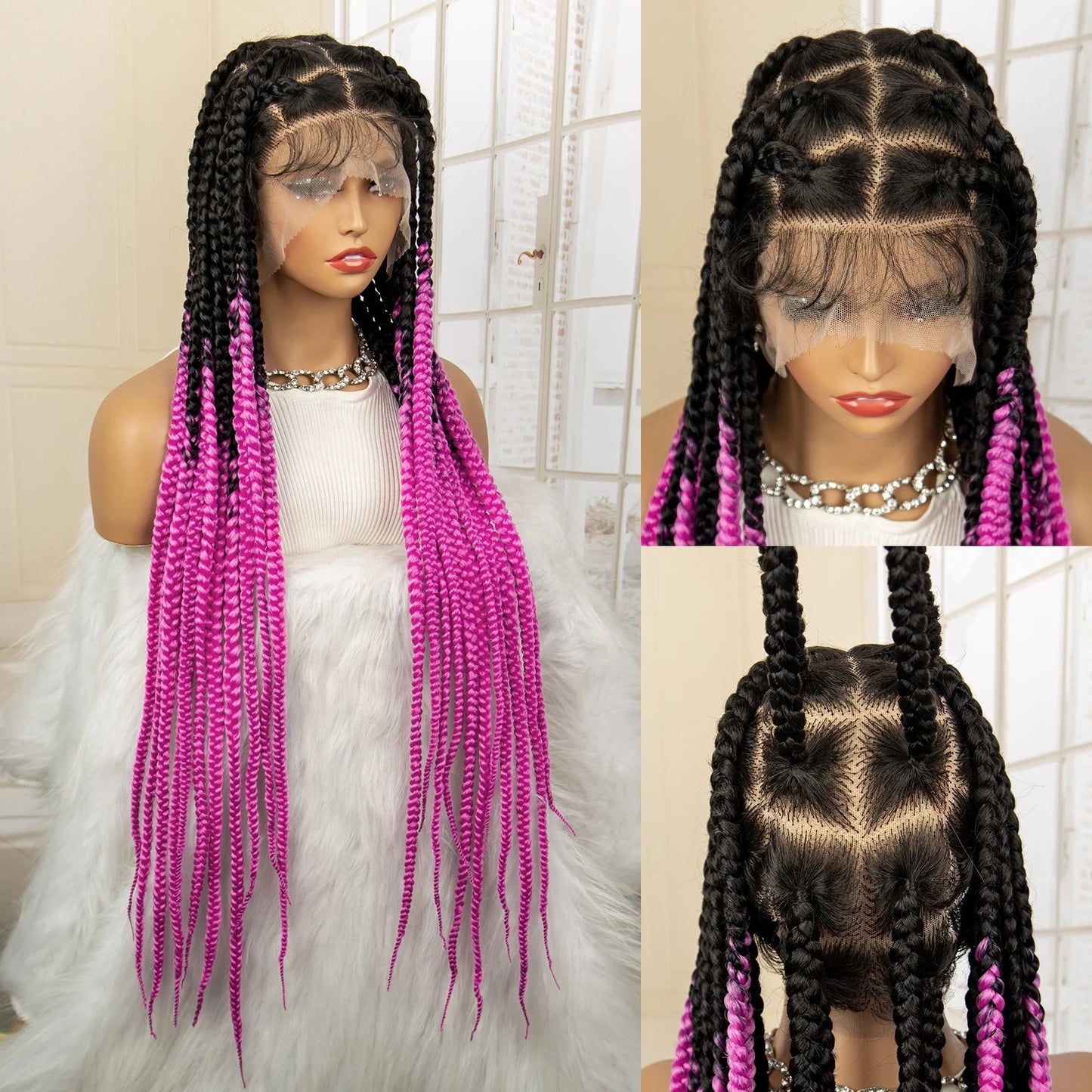 Jumbo Cornrow & Knotless Box Braids Wig | Full Lace | Baby Hair | Black Women Luxegan