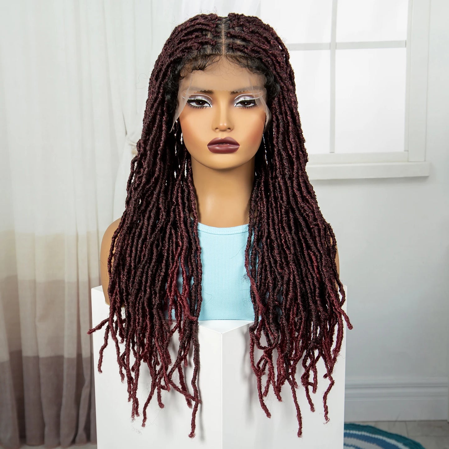 24" Knotless Box Locs Braided Wig | Full Lace Frontal Dreadlock Style Luxegan