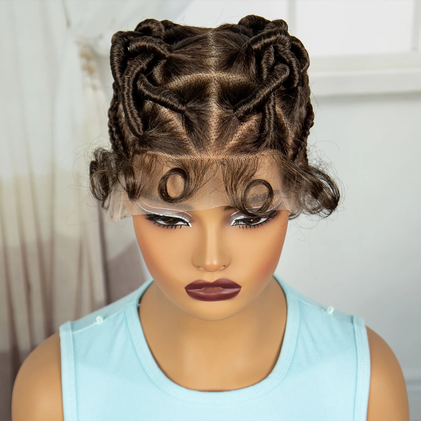 Ginger Orange Bantu Knotless Braids Wig | Full Lace | Baby Hair Luxegan