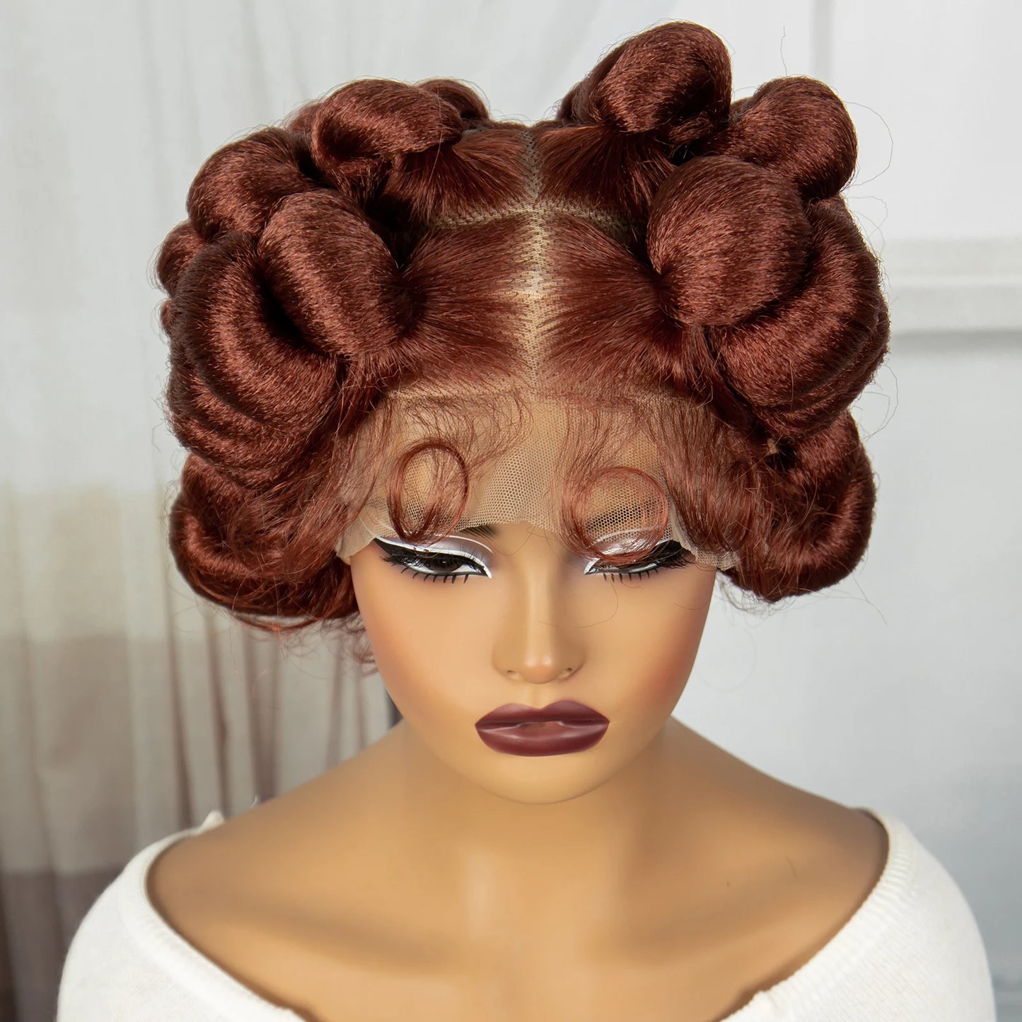 Ginger Full Lace Handmade Bantu & Dreadlock Braided Wig with Baby Hair | Synthetic Braided Wig for Black Women Luxegan