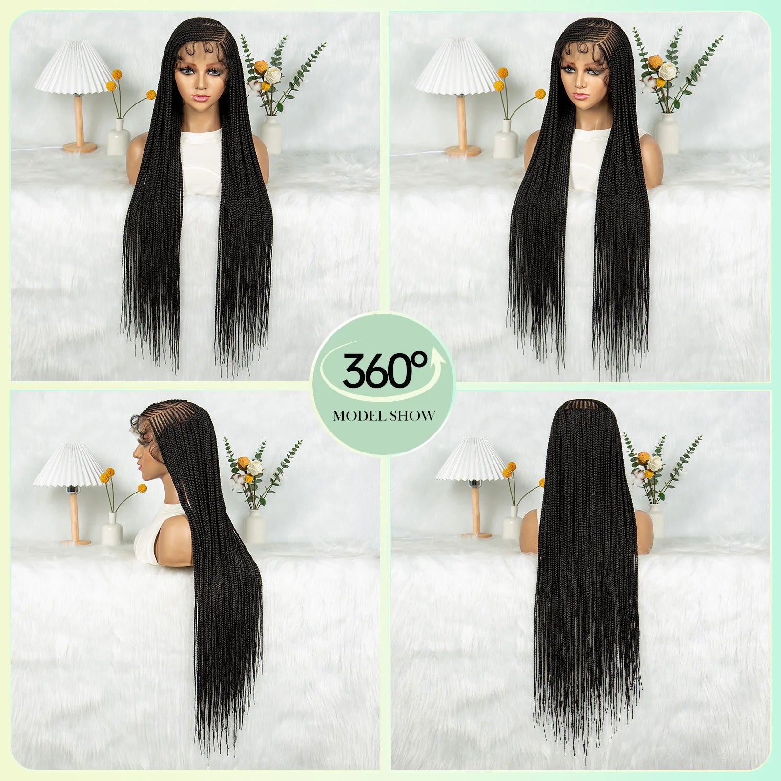 HD Transparent Full Lace Cornrow Knotless Box Braids Goddess Braided Wig Luxegan