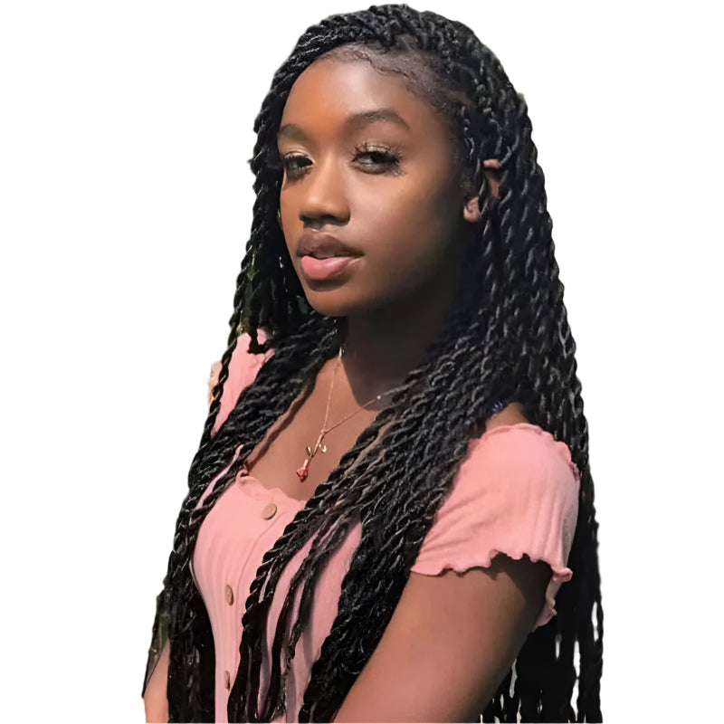 Senegalese Twist & Box Braids Wig | Lace Front | Pre-Plucked | Kanekalon Hair | Black Women