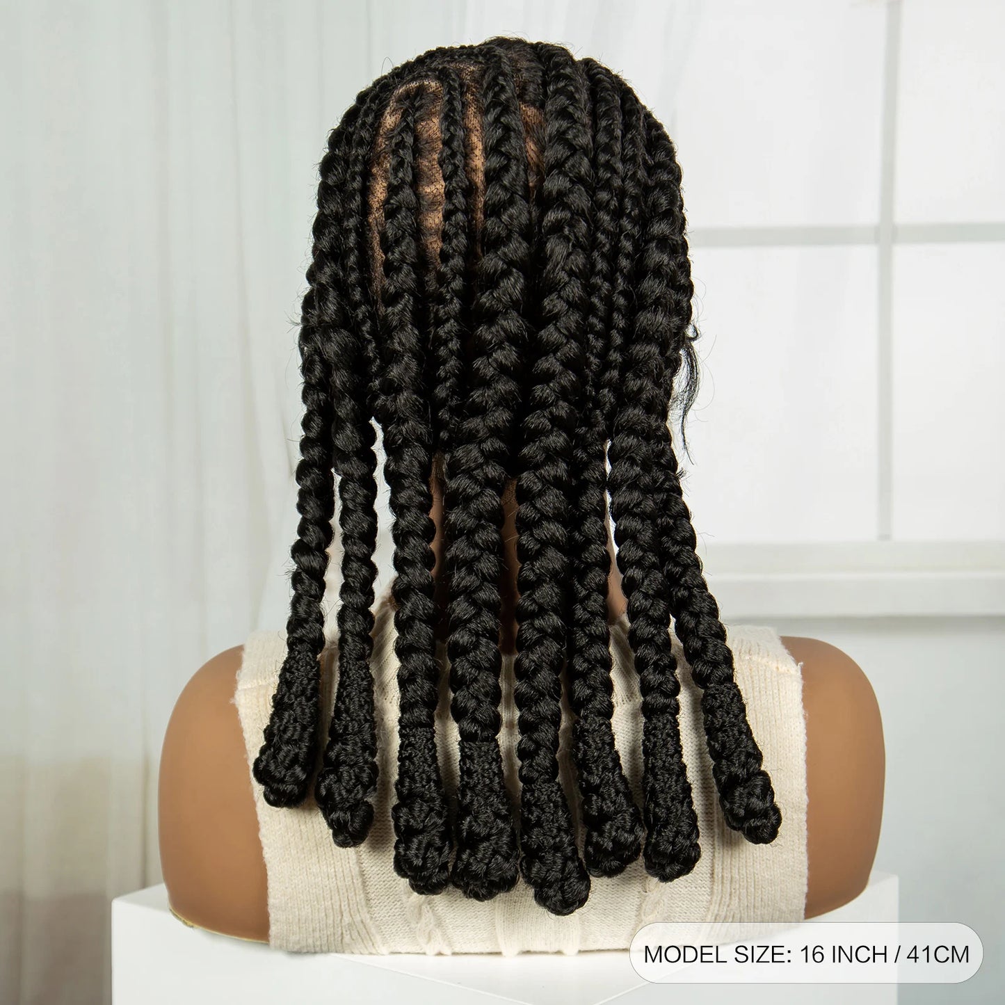16" Cornrow Bantu Braids Wig | Full Lace Frontal | Baby Hair Luxegan