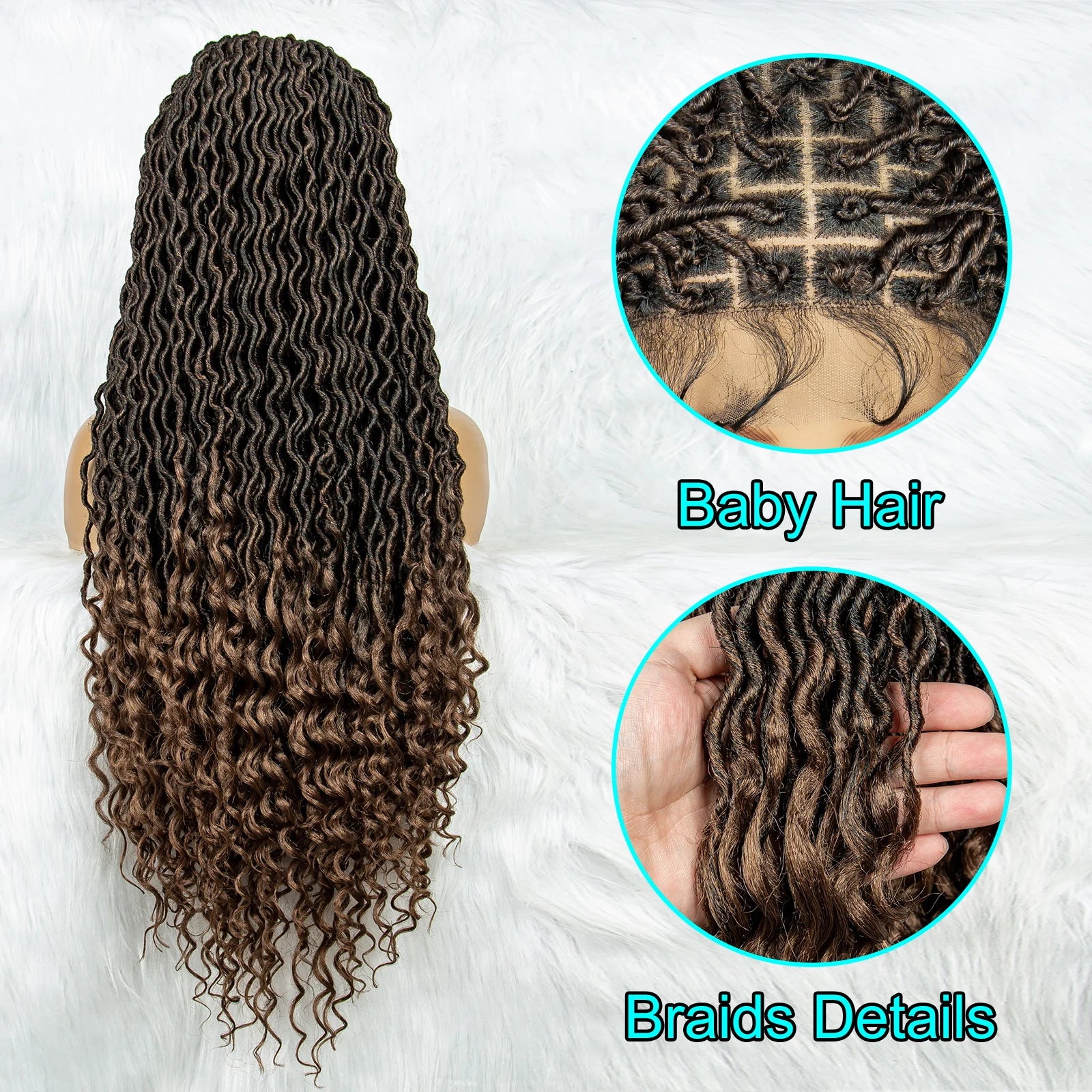 32 Inch Goddess Locs Lace Front Wig | Curly Ends | Faux Locs | Synthetic Hair | With Baby Hair