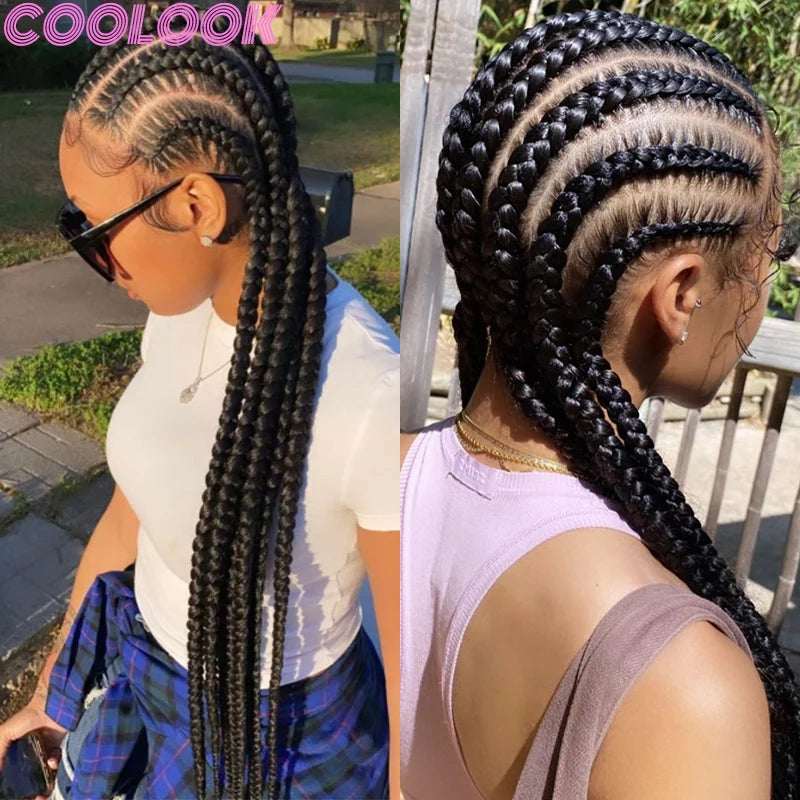 36" Blonde Goddess Braids Wig | Jumbo Plaits | Full Lace Front | Knotless | Handmade Luxegan