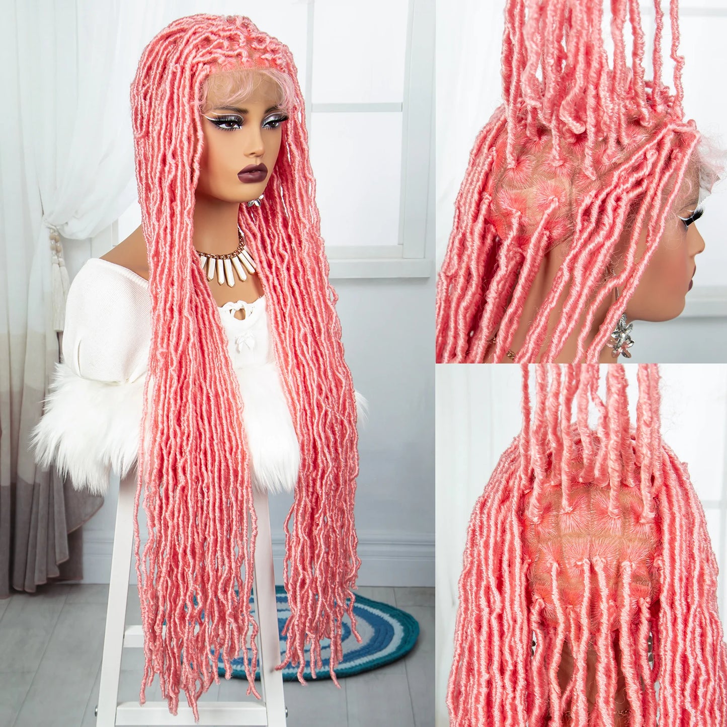 Red Box Braids Full Lace Wig | 36 Inches | Crochet Braids | Knotless | Kanekalon