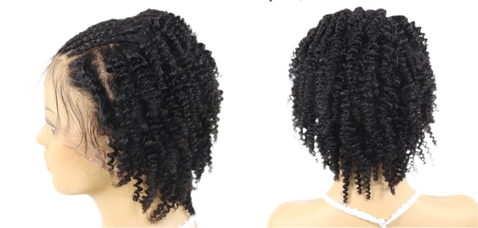 Braided Kinky Curly Short Bob Wig | Full Lace Human Hair with Baby Hair Luxegan