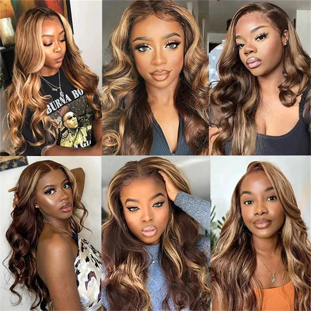 Highlight Ombre 4/27 Lace Front Wig | Honey Blonde Body Wave | Pre-Plucked Baby Hair | HD Lace | 200% Density