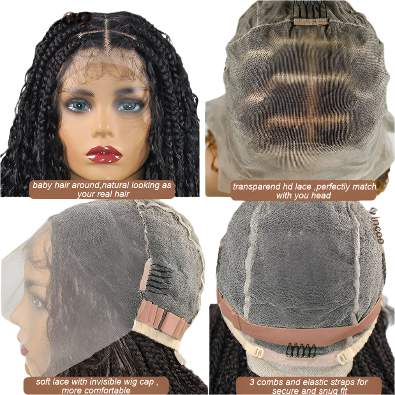 32" 613 Blonde Boho Box Braids Wig | Full Lace Front Knotless Cornrows & Curls | Synthetic Braided Wig for Women