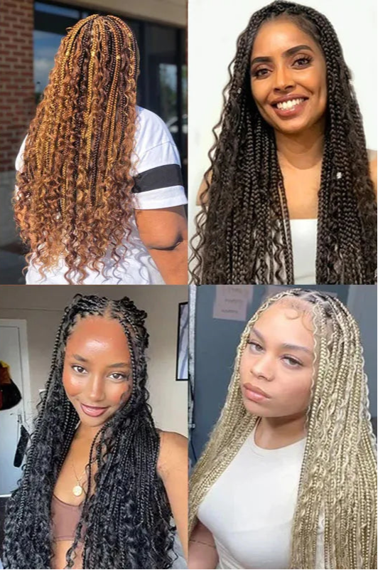 360 Synthetic Lace Front Box Braids Wig Bohemian Goddess Locs Braided Wig With Baby Hair Full Lace Braided Wigs Women Ombre Wig Luxegan