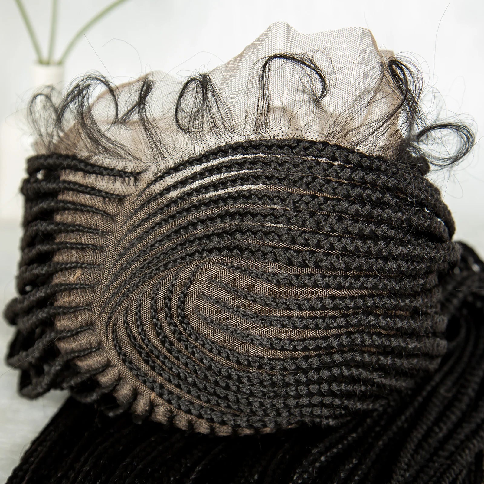 HD Transparent Full Lace Cornrow Knotless Box Braids Goddess Braided Wig Luxegan