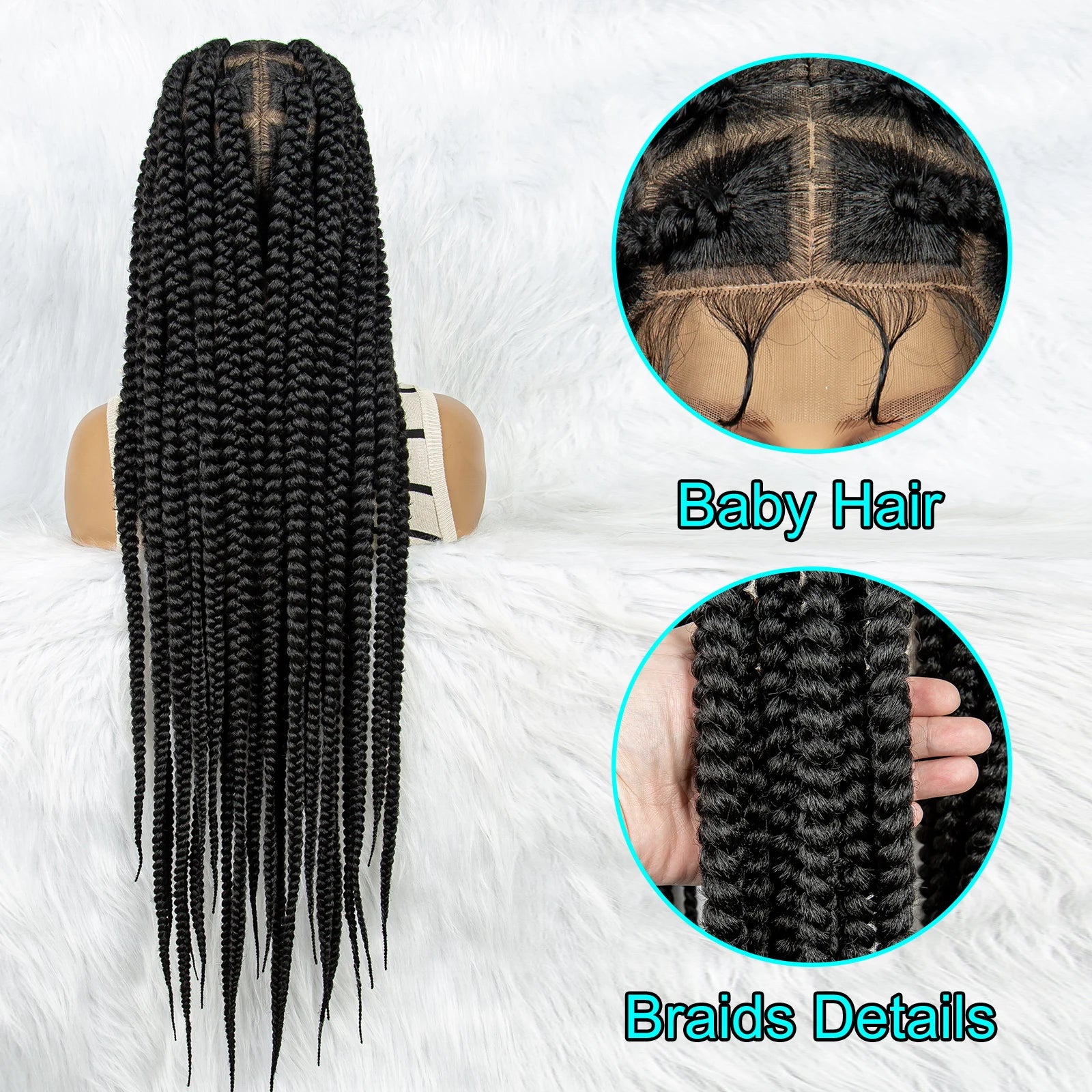 Beaded Dreadlocks Full Lace Wig | Knotless Box & Cornrow Braids Luxegan