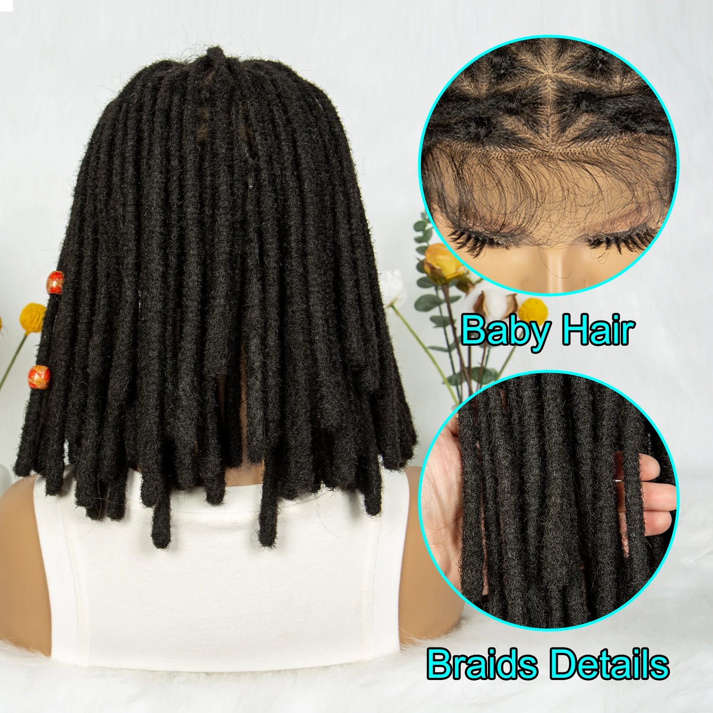 Short Locs Cornrow Braids Wig | Full Lace | Baby Hair | African Inspired Luxegan