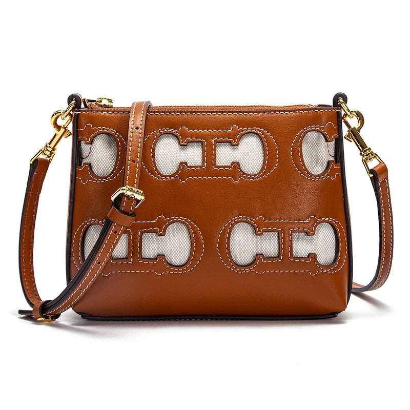 Women's Brown Hollow Design Shoulder Bag | Simple Commuter Crossbody Messenger Bag (Fashion Handbag) Luxegan