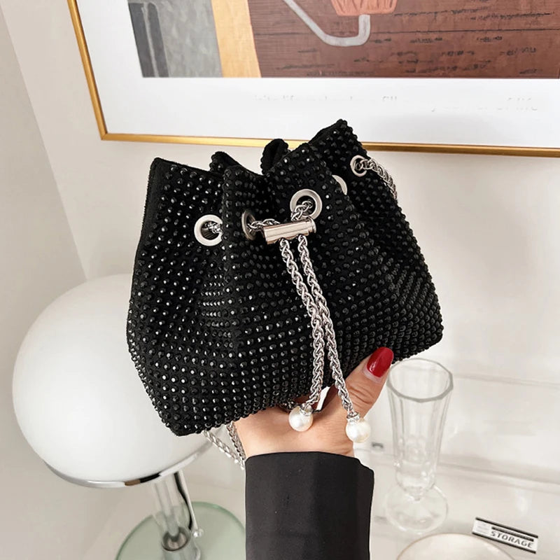 Luxury Women's Horseshoe Bucket Bag | New High Quality PU Leather One Shoulder Handbag (Exquisite Rivet & Chain Design) Luxegan