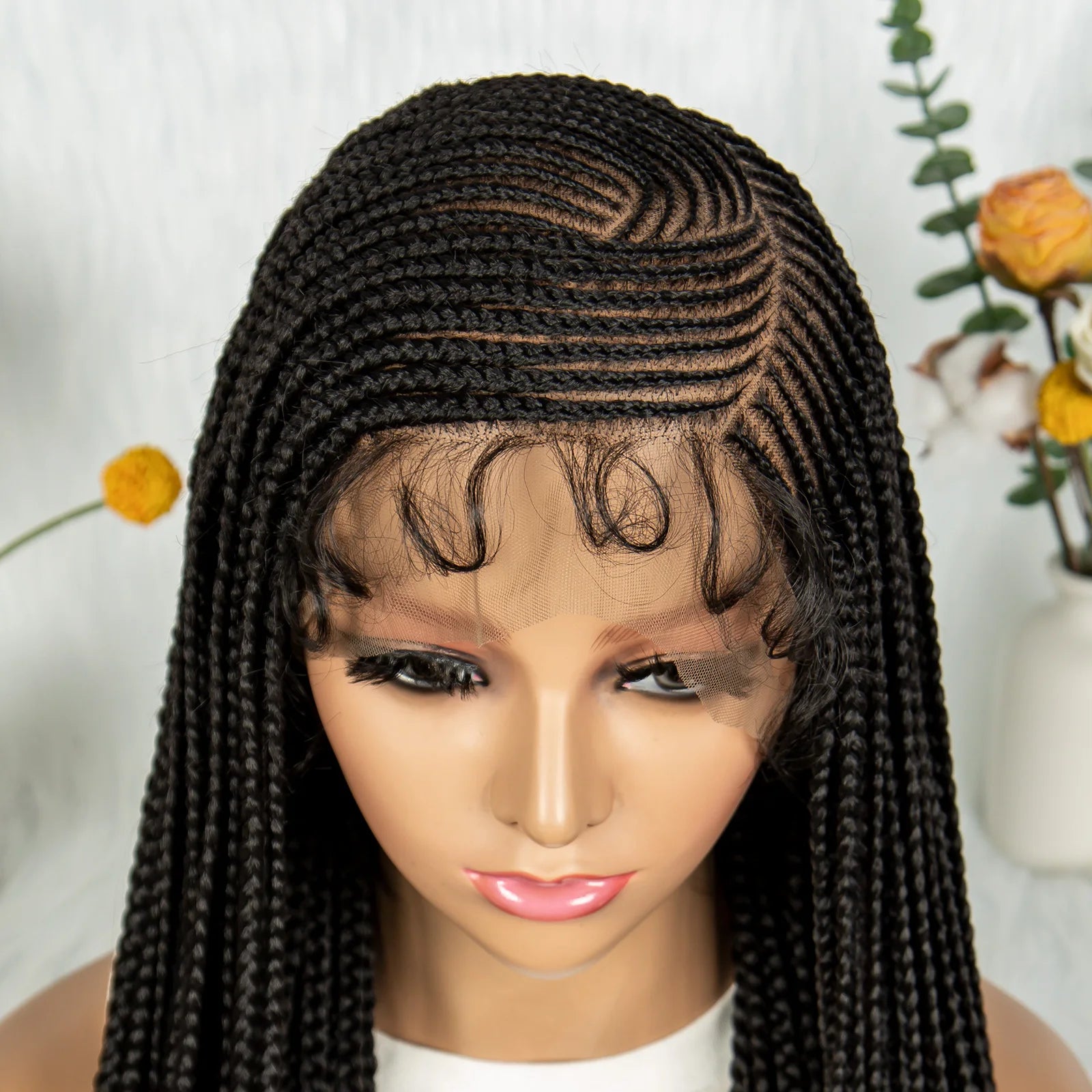 HD Transparent Full Lace Cornrow Knotless Box Braids Goddess Braided Wig Luxegan