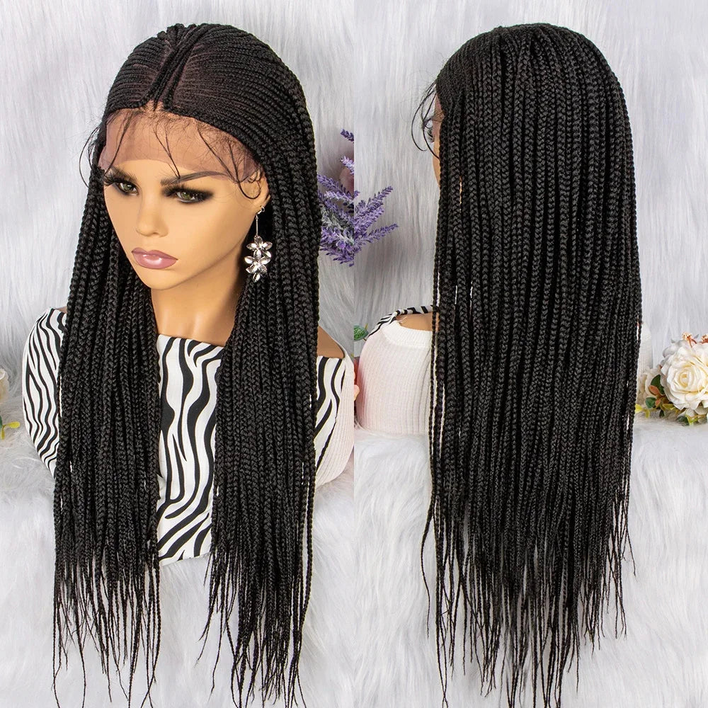 30" Braided Wig | Cornrows & Half Box Braids | 13x4 Lace Front | Baby Hair | Black Women