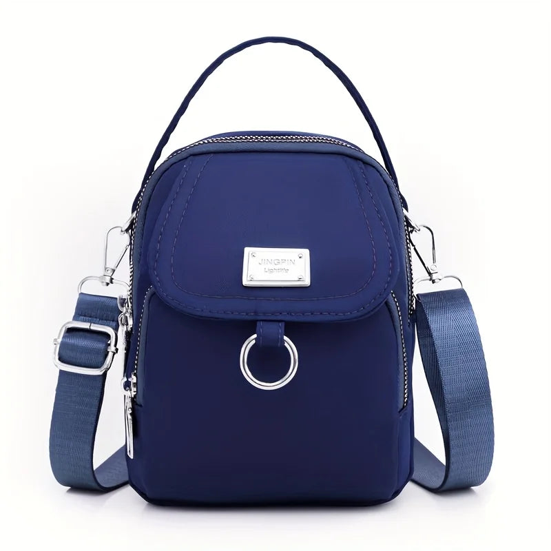 Lightweight Nylon Women's Crossbody Bag | Sophisticated Casual Mini Handbag | Elegant Messenger Bag with Multiple Zip Compartments | Luxury Multi-Functional Square Purse with Detachable Shoulder Strap Luxegan