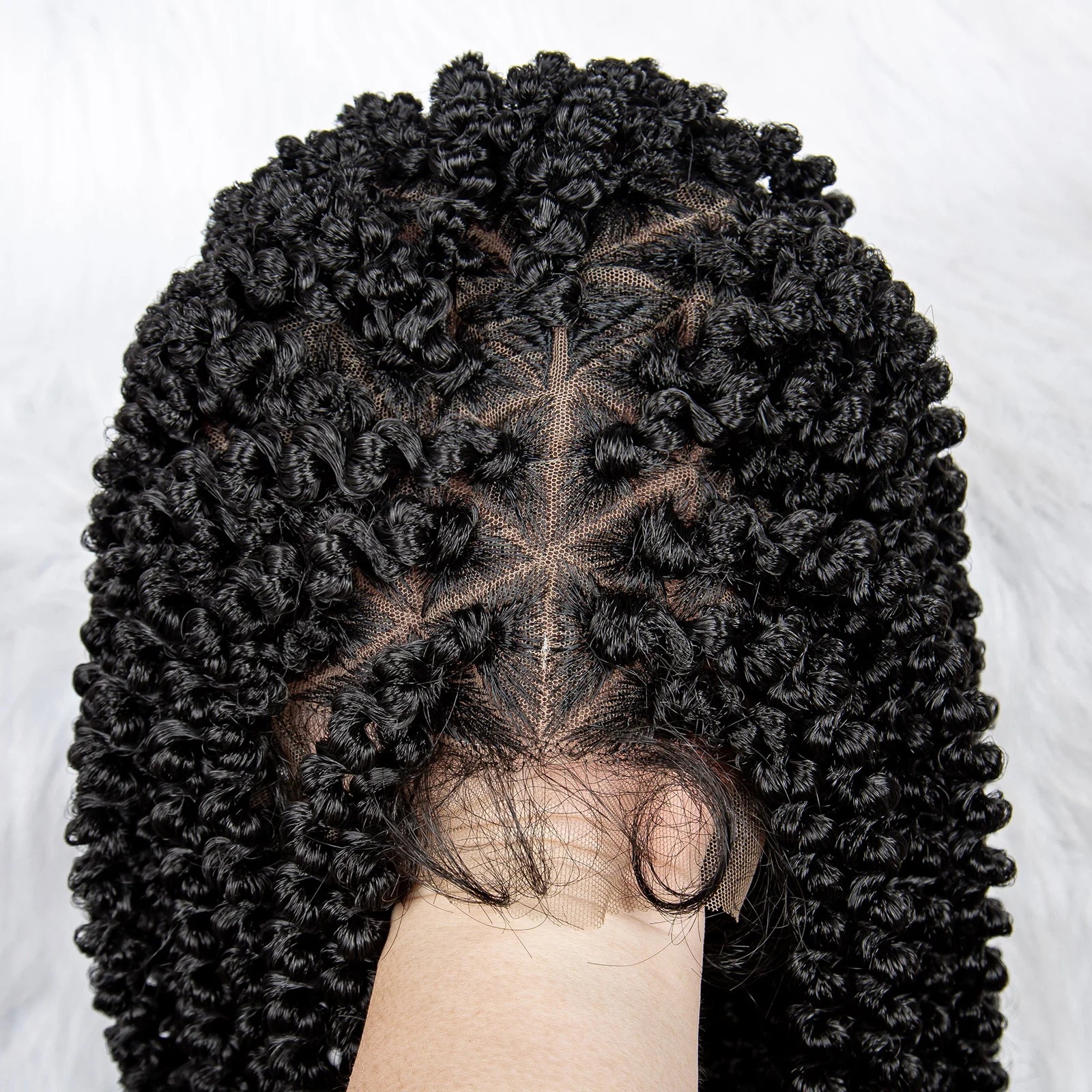 KIMA 18" Curly Tip Braided Wig | Full Lace with Baby Hair Luxegan