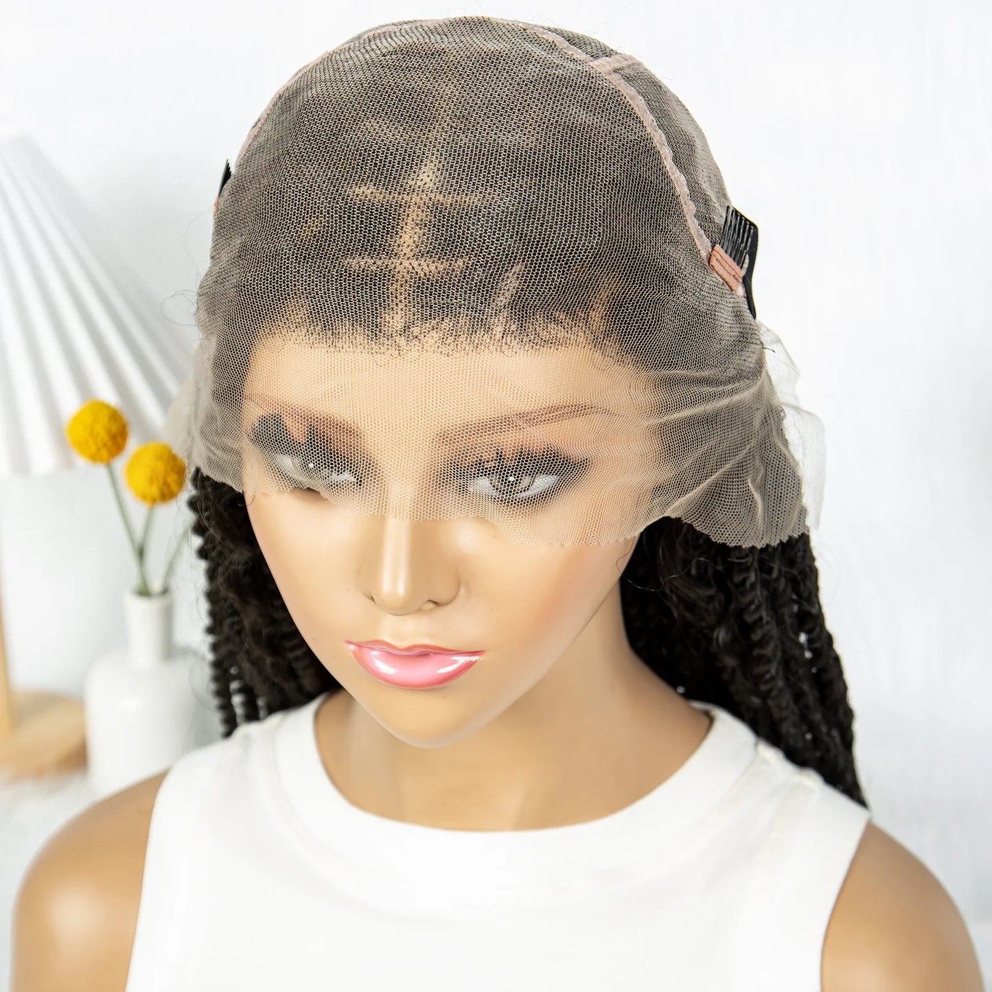 36" Long Island Twist Braided Wig - Knotless Synthetic Full Lace with Baby Hair Luxegan