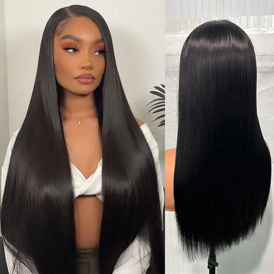 100% Unprocessed | Remy Human Hair | Bone Silky Straight | Indian Hair Closure Wig | Wear And Go | Glueless Luxegan