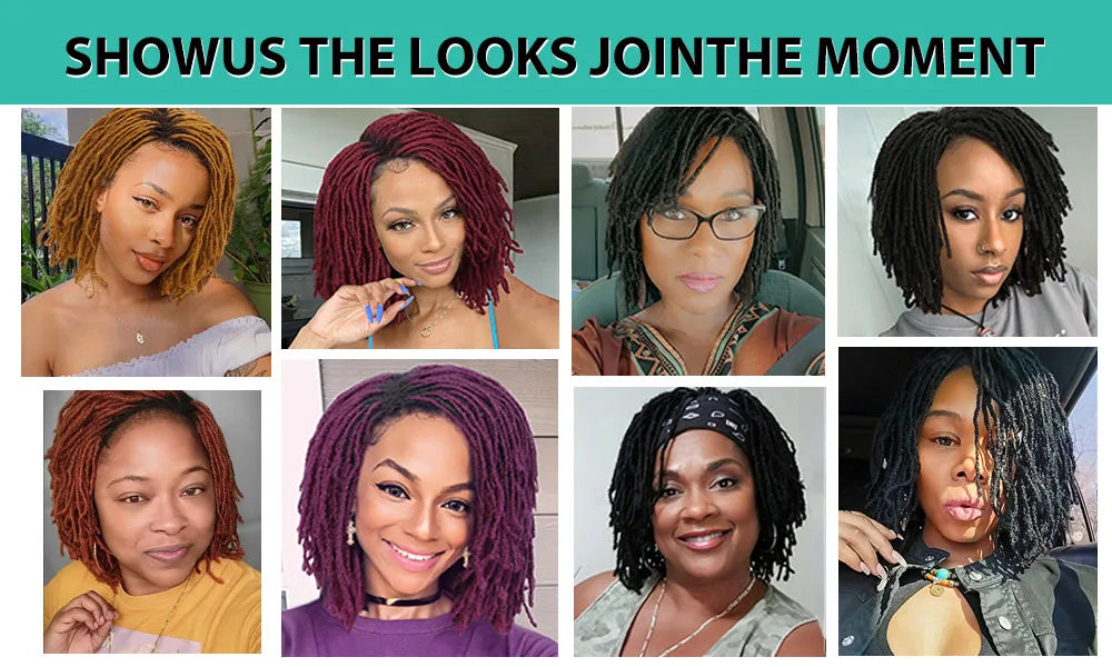 10 Inch | Short | Dreadlock Wigs For Women Synthetic | Fiber | Afro | Curly Twist Wigs