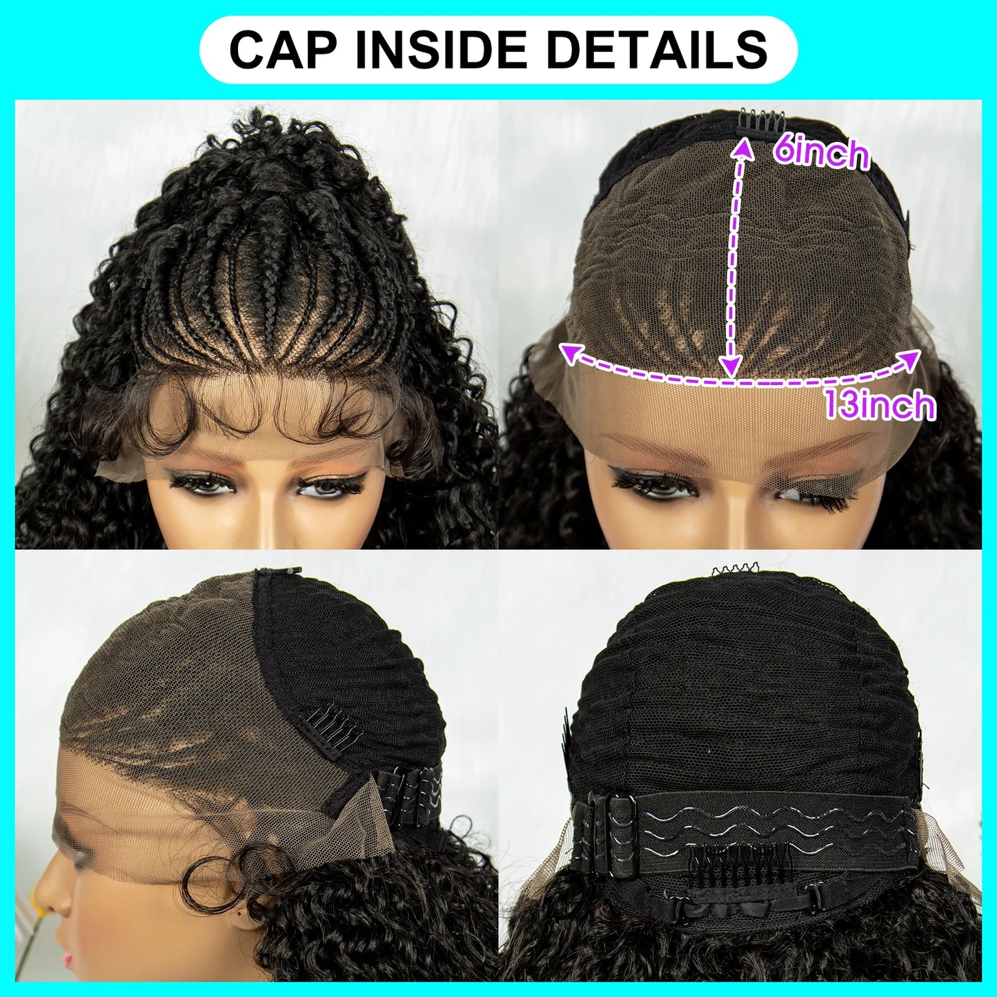 Kima Ombre Cornrow & Curly Ponytail Wig | 13x4 Lace Front | Half Updo | Synthetic Hair | Black Women