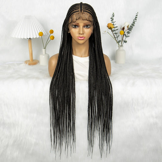 Long Black Twisted Dreadlocks Wig | Transparent Full Lace Front Luxegan