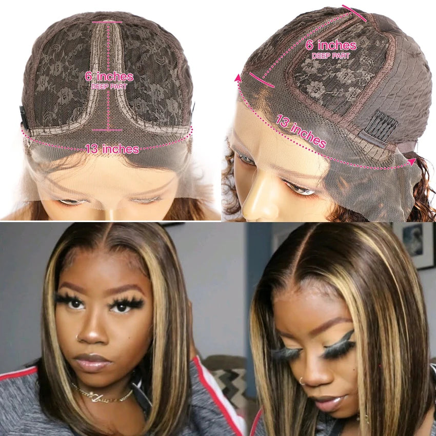 Highlight Ombre Bob Wig | 13x4 Lace Front Human Hair with Baby Hair Luxegan