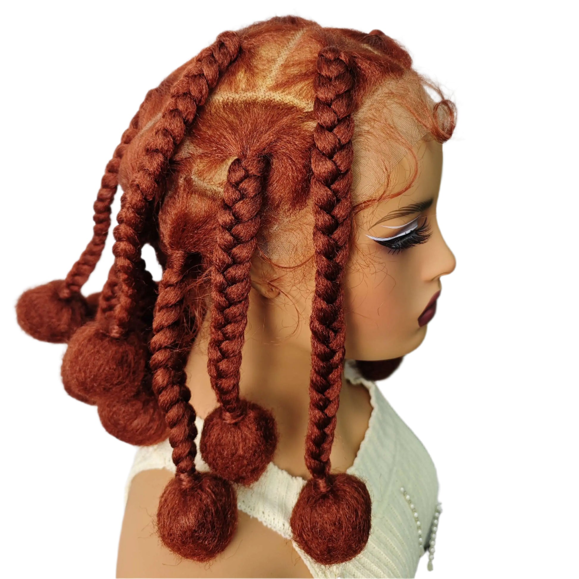 12" Ginger Orange Knotless Box Braiding Wig | Transparent Lace Front Synthetic Hair with Baby Hair Luxegan