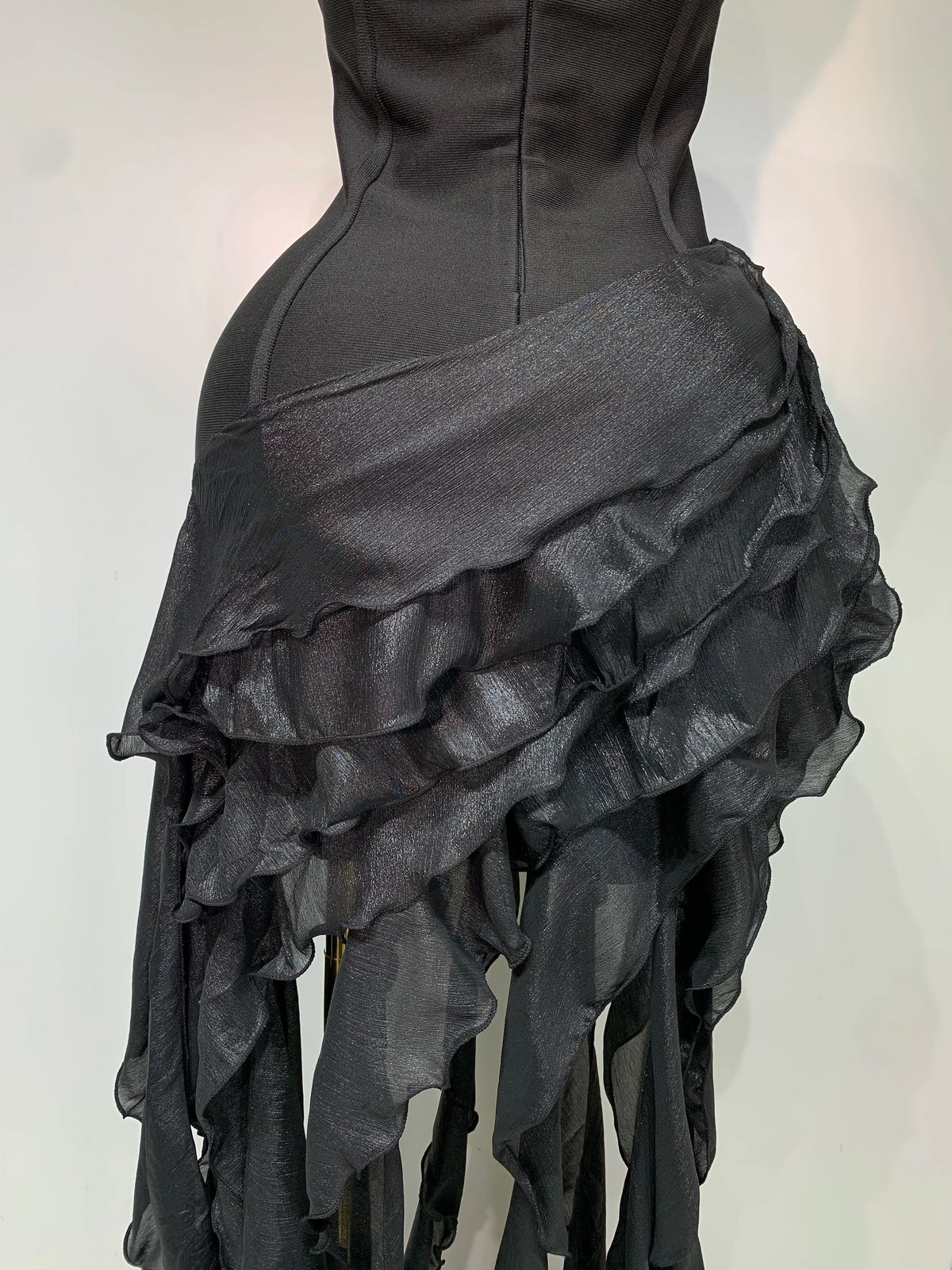 Strapless Ruffle Tassel Bandage Knit Sheath Mini Dress | Sexy Club Nightclub Party Cocktail Dress Luxegan