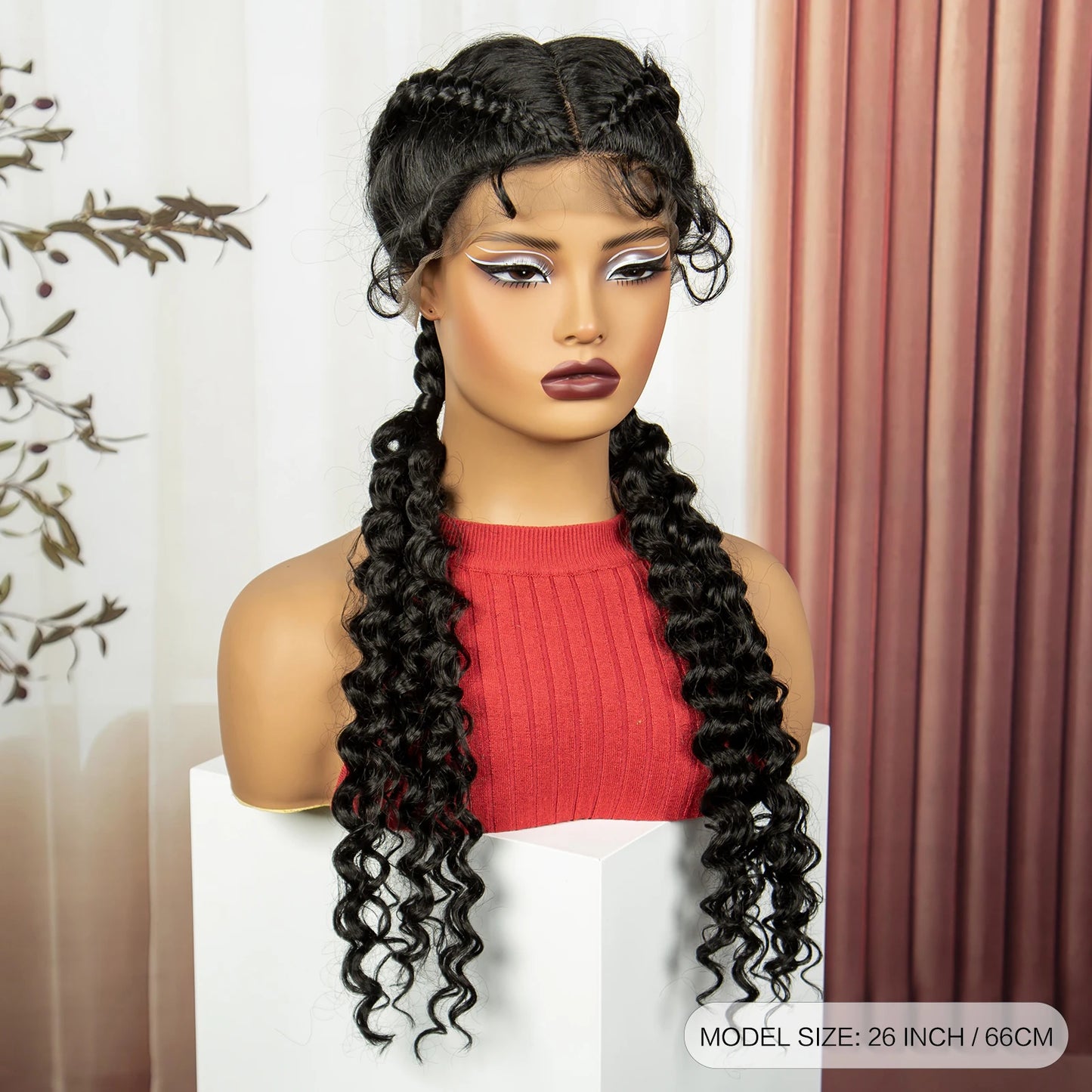 Curly Cornrow Twist Braids Wig | 13x1 T Part Lace | Water Wave | Black Women Luxegan