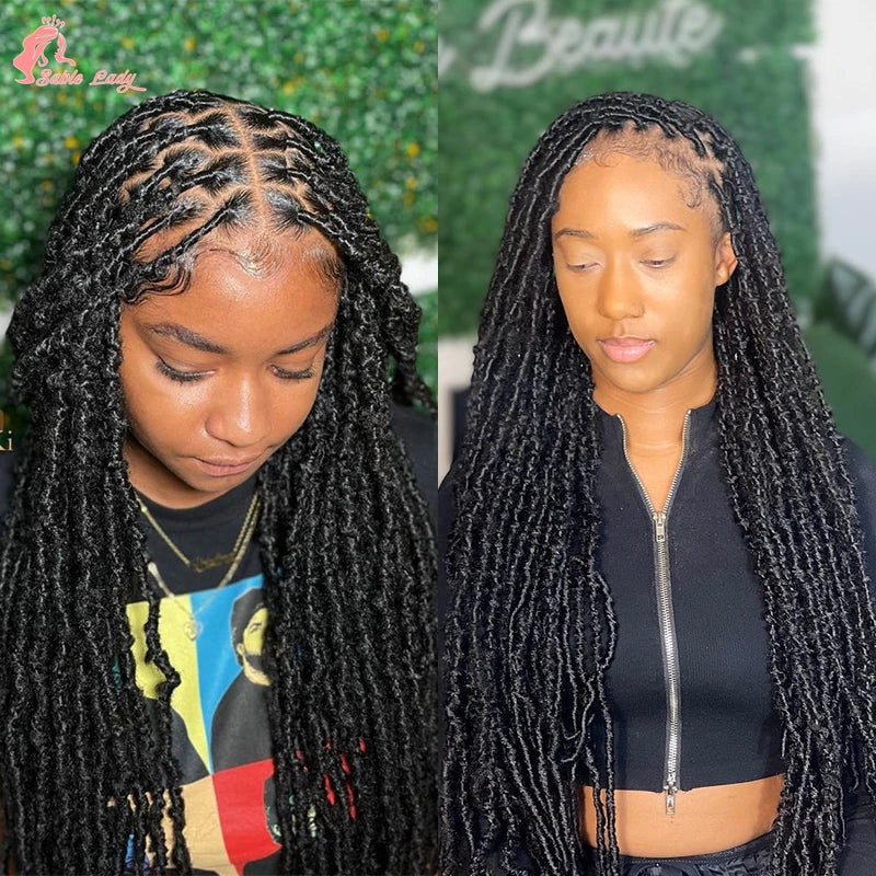 Long 40" Synthetic Knotless Braided Wigs Dreadlock Locs Braids Wigs for Black Women Twist Box Braids Full Lace Front Wig African Luxegan