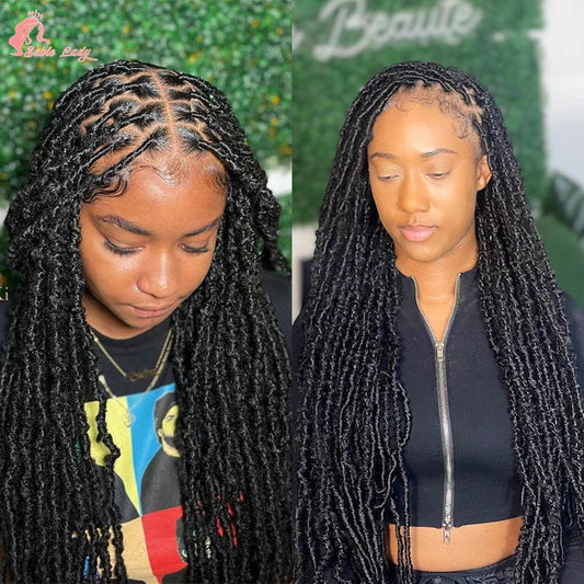 Long 40" Synthetic Knotless Braided Wigs Dreadlock Locs Braids Wigs for Black Women Twist Box Braids Full Lace Front Wig African Luxegan