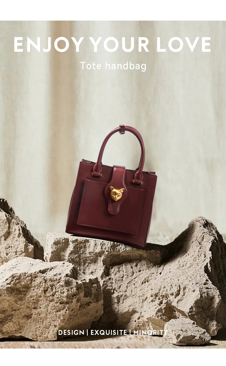 New Luxury Genuine Leather Women’s Handbag | Large Capacity Multi-Compartment Commuter Bag | Fashion Handheld & Crossbody Business Tote Luxegan