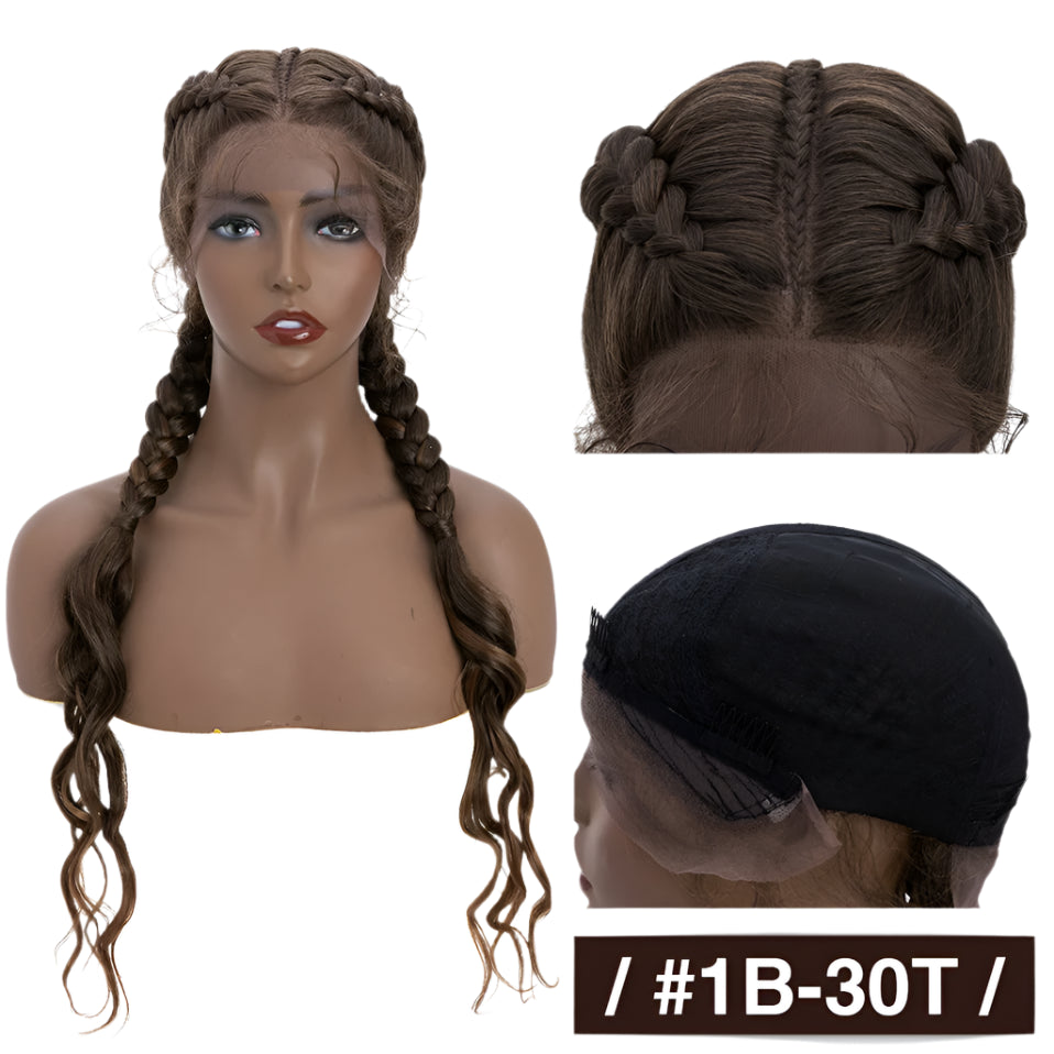 26" Dutch Braids Lace Front Wig | My-Lady Cornrow Afro Wig | Synthetic African Braided Wig | Wavy Texture
