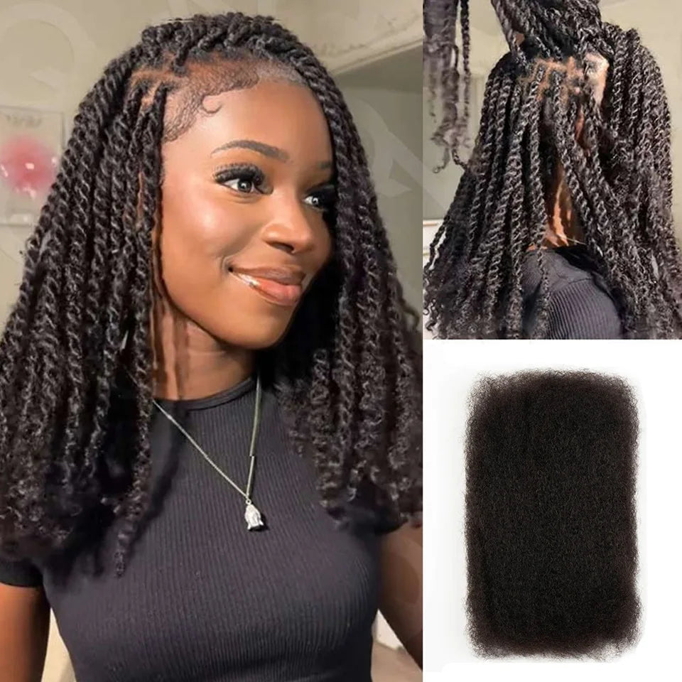 QVR Afro Kinky Bulk Human Hair for Braids & Locs | Virgin Remy Natural Color Extensions Luxegan