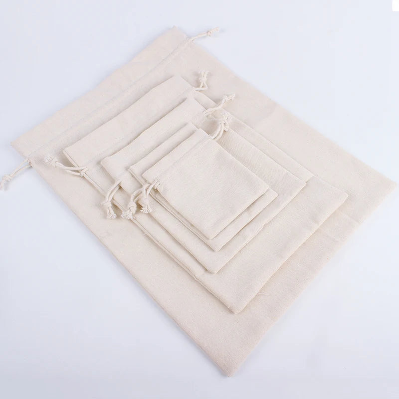 LOGO Custom Cotton Drawstring Bags | 10/20pcs Personalized Anti-Dust Storage Pouches | Eco-Friendly Gift Packaging for Home, Parties, Eid, Easter, and Christmas Luxegan