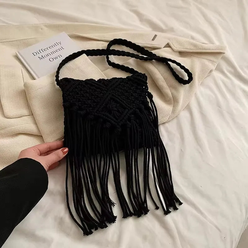 Soft Bohemian Straw Woven Crossbody | Hollow Out Summer Flap Bag Luxegan