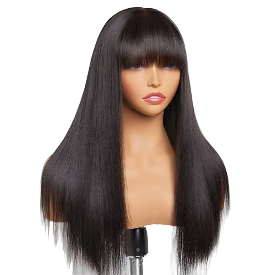 Rebecca P4/30/2T Highlight Straight Wig | Glueless Human Hair with Curtain Bangs Luxegan