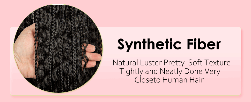 Synthetic Full Lace Bohemian Box Braided Wigs with Baby Hair Boho Box Braided Wigs Curly Hair Full Lace Front Wigs Luxegan