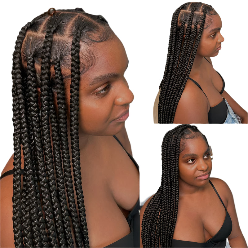36" Jumbo Knotless Cornrow Braids Wig | Incoo HD Full Lace Braided Wig | Transparent Lace | Black Women