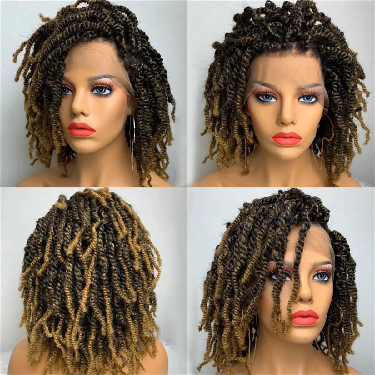 14" Nubian Kinky Twist Braided Wig | Full HD Lace | Afro Twist Wig | 4C Texture | Spring Twist | Cosplay Wig