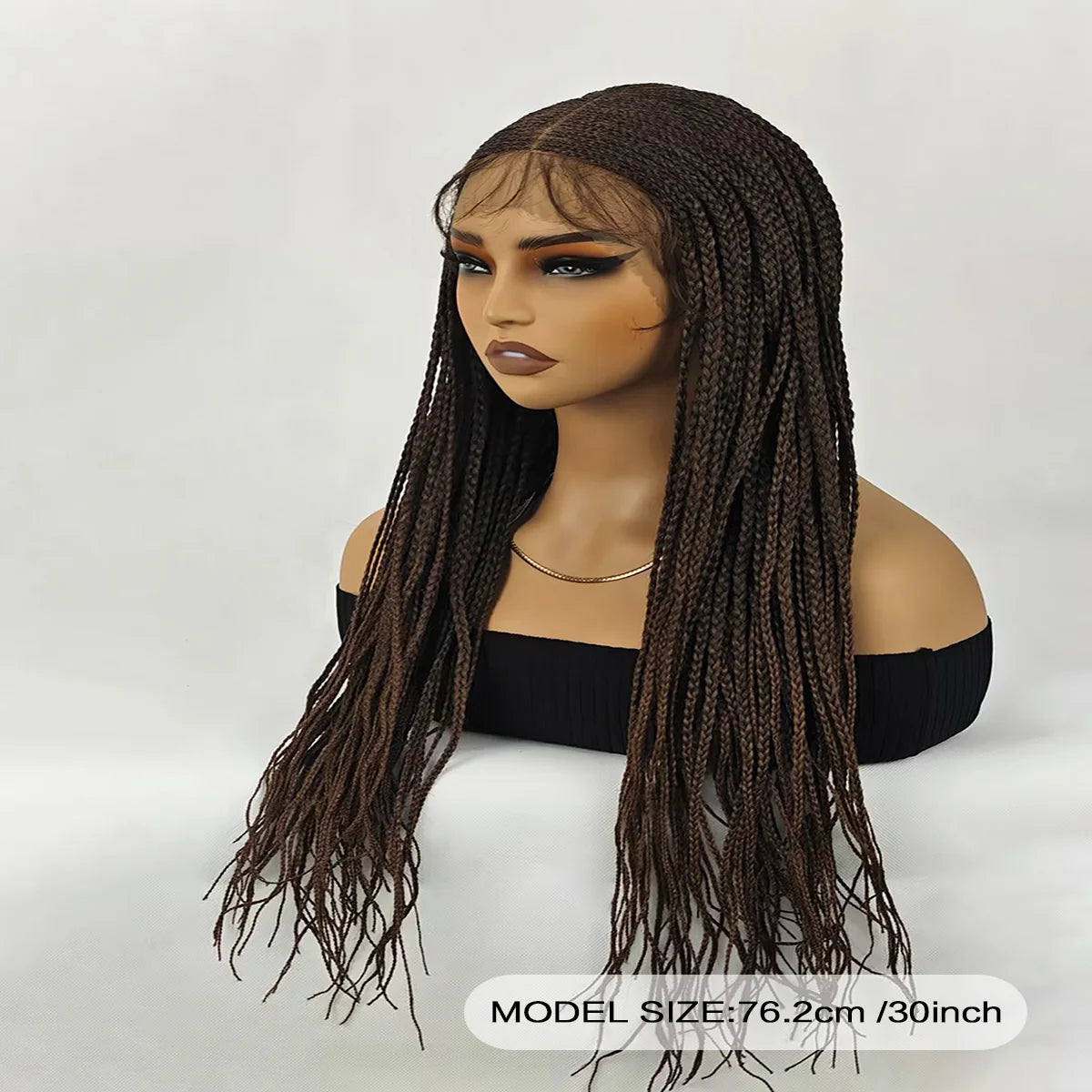 30 Inch Knotless Box Braids Wig | Full Lace Front | Deep Wave | Lightweight | For Black Women