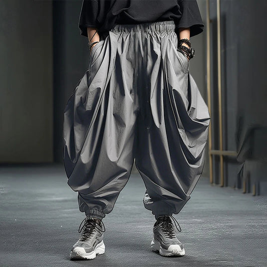 Irregular Drop-Crotch Harem Pants | Sophisticated Mid-Waist Wide-Leg Silhouette | Elegant "Full-Length" Streetwear Joggers | "Dignified" Pleated Loose Trousers for Radiant Versatile Styling Luxegan