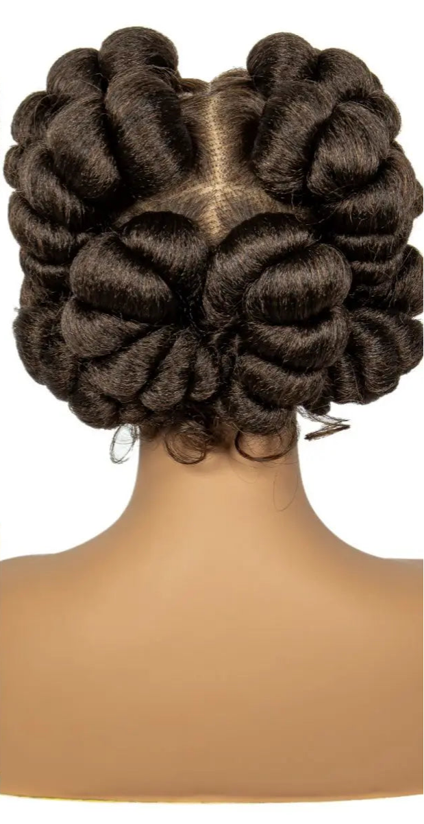 6" Short Cute Handmade Bantu Knotless Braids Wig | Transparent Full Lace Luxegan