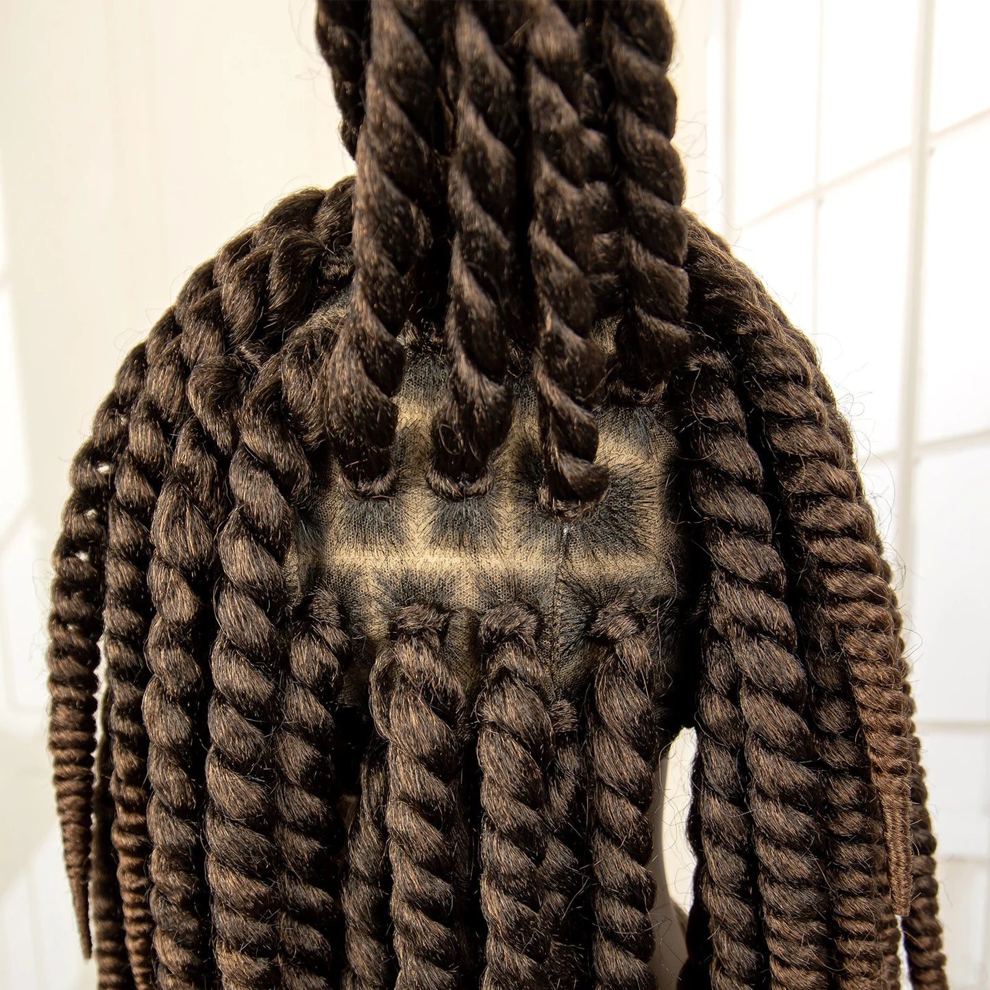 16 Inch Brown Twisted Braided Bob Wig | Full Lace | Kanekalon Fiber | For Black Women - Luxegan