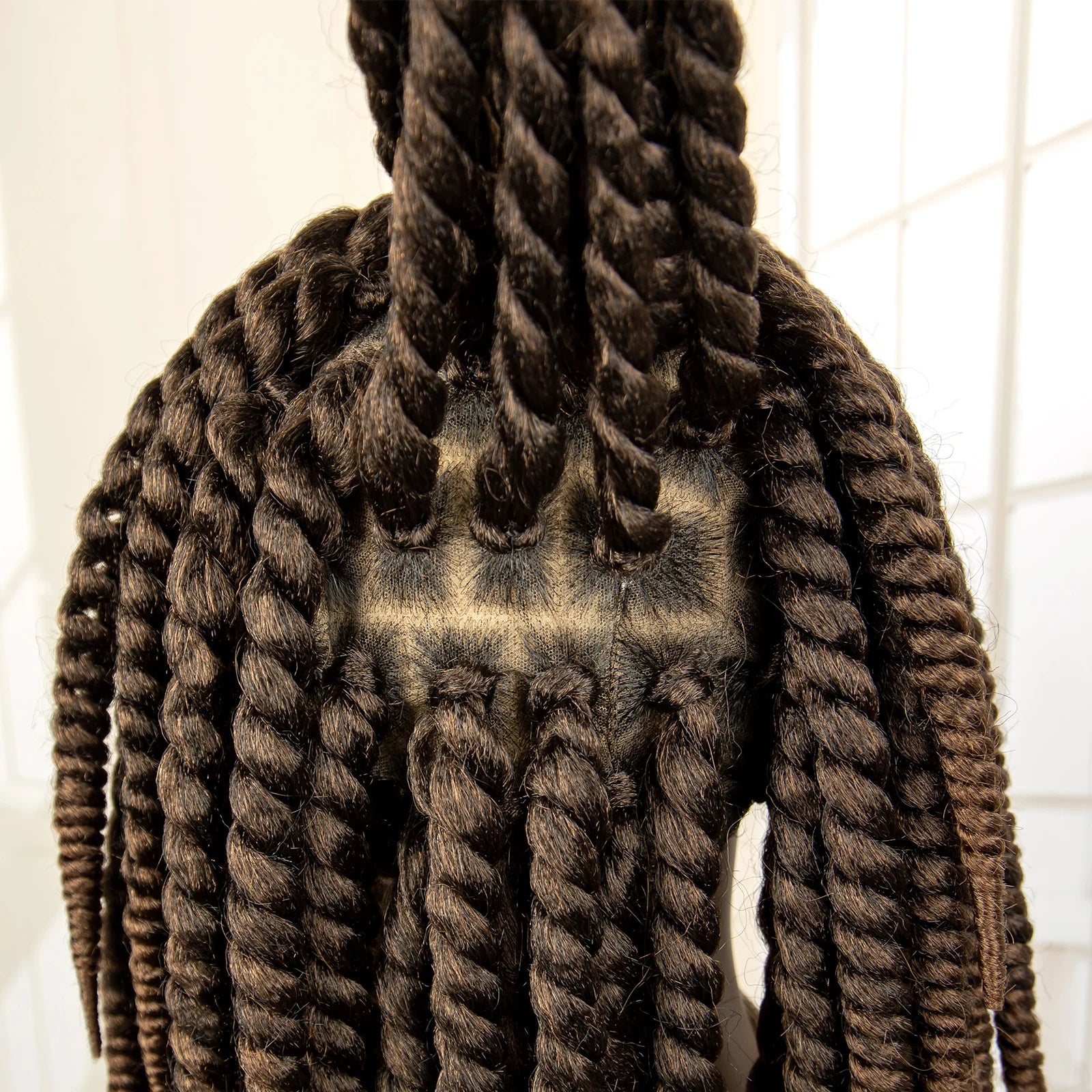 16 Inch Brown Twisted Braided Bob Wig | Full Lace | Kanekalon Fiber | For Black Women - Luxegan